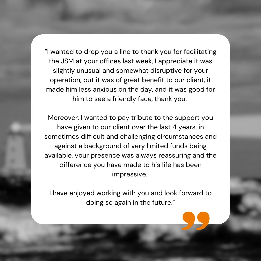 Thank you so much Karl De-Loyde, Principle Lawyer at Thompsons Solicitors, for taking the time to leave Case Manager Joe Askham such a lovely testimonial.

It’s a testament to Joe’s work and commitment to his clients!👏