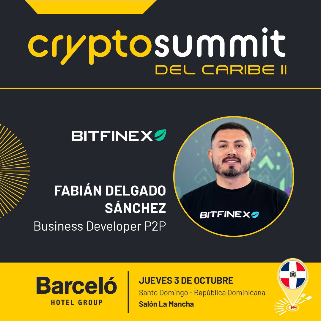 cryptosummitsur's tweet photo. Como representantes de @bitfinex se unen al @CaribeCryptoSum los speakers @fabitcoiner y @whbitcoin 🚀 
Participa gratuitamente en el evento crypto más importante del Caribe en la República Dominicana 📍
🔗https://t.co/tykmgGdfAG https://t.co/a4ywI3uaf7