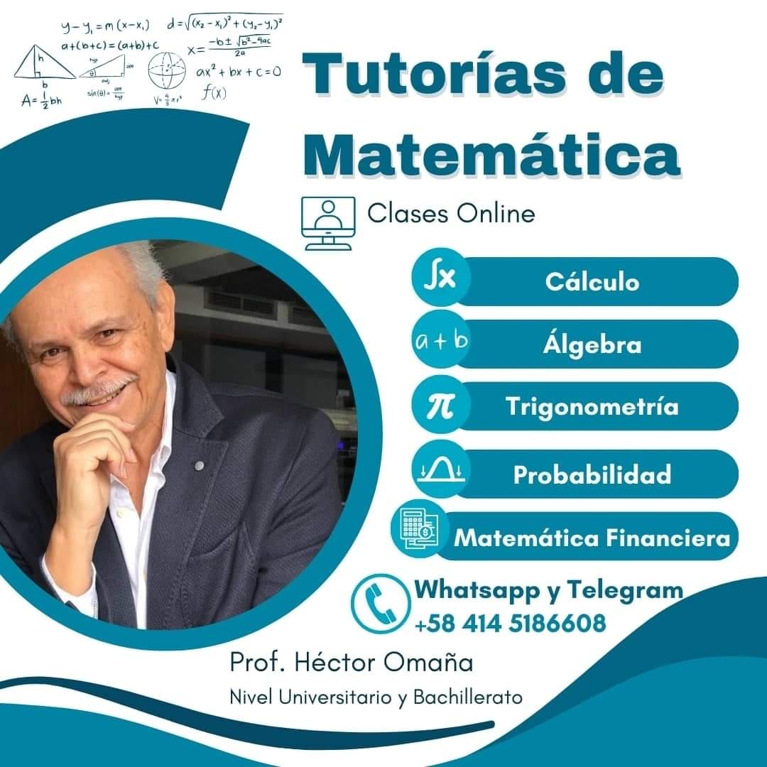 ¿Quisieras tener buenas notas en matemática? 
Matemático con más de 40 años de experiencia docente a nivel universitario o de secundaria. 
Contáctame por WhatsApp o Telegram para darte una sesión gratis y así puedas ver mi metodología.
#matematicas
#cálculo
#álgebra
#tutorías