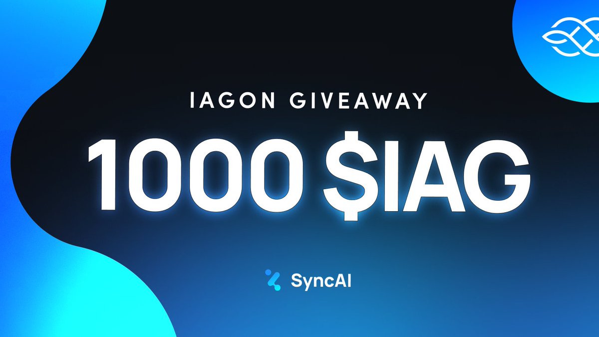 1000 IAG Giveaway!

- Follow <a href="/SyncAI_Network/">SyncAI Network</a>
- Like &amp; Repost
- Tag 3 friends

Winner in 48 hrs! ⏳

🌐 IAGON puts you in control of your data and this is deeply aligned with our ethos. A standout project at the forefront of driving real Web2 adoption.