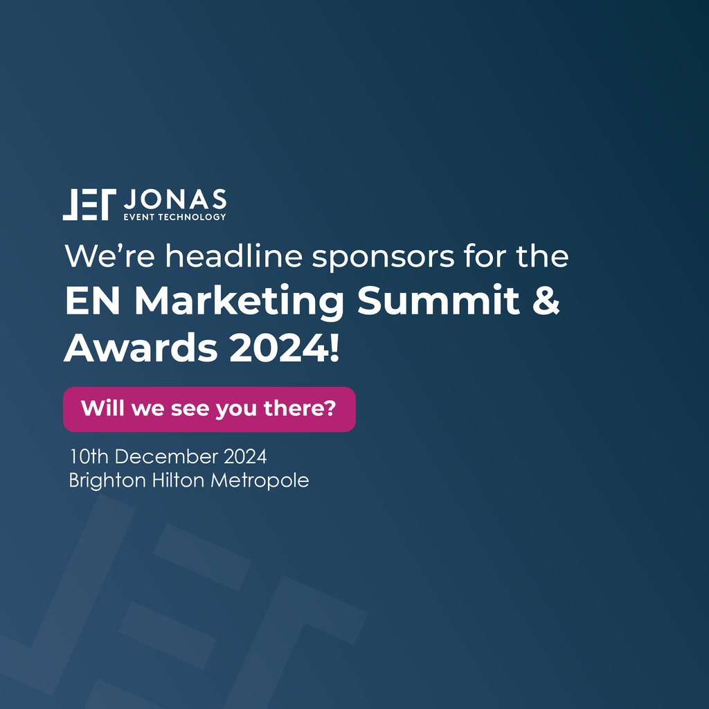 Exciting news – we’re the headline sponsors for the Exhibition News Marketing Summit &amp; Awards this December! 🙌

Will we see you there?

Register here: events.exhibitionnews.uk/en-marketing-a…

#ENMarketingSummit #TeamJET #JonasEvents #Eventprofs #EventsIndustry