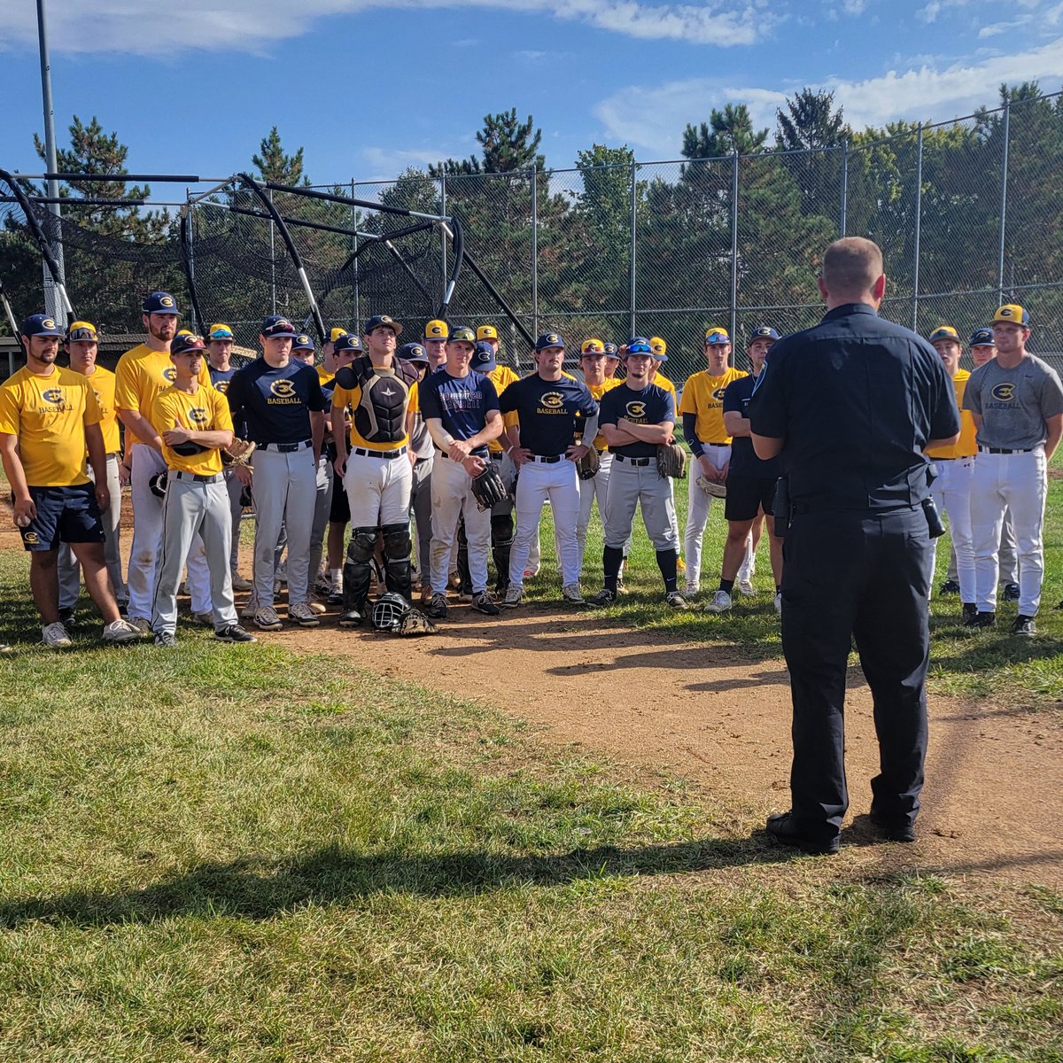 CAUGHT ON CAMERA

Officer Hundt coaching the UWEC Blugold baseball team on safety and success for the semester. Thank you for letting ECPD pitch a few thoughts to you this season. ⚾️ <a href="/UWECBaseball/">UWEC Baseball</a>