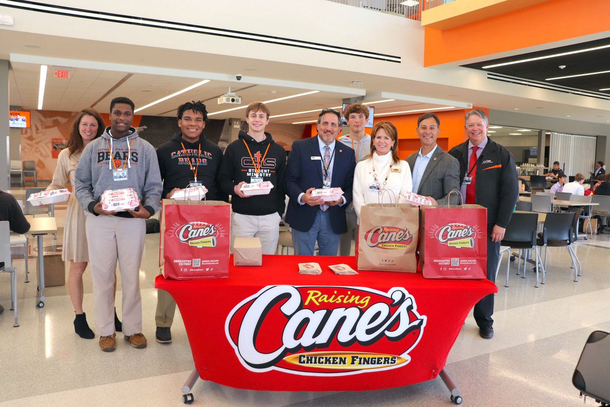 Catholic High School (@chs_br) on Twitter photo Whatâs kickinââŚwant some chicken? (Of course you do!) Head out to any Baton Rouge-area <a href="/raisingcanes/">Raising Cane's</a> tomorrow, Wed, Sept. 25 to support our Homecoming Fundraiser. Just say youâre supporting the Catholic High Fundraiser & Caneâs will donate 15% of the sales to CHS. #OneLove Whatâs kickinââŚwant some chicken? (Of course you do!) Head out to any Baton Rouge-area <a href="/raisingcanes/">Raising Cane's</a> tomorrow, Wed, Sept. 25 to support our Homecoming Fundraiser. Just say youâre supporting the Catholic High Fundraiser & Caneâs will donate 15% of the sales to CHS. #OneLove