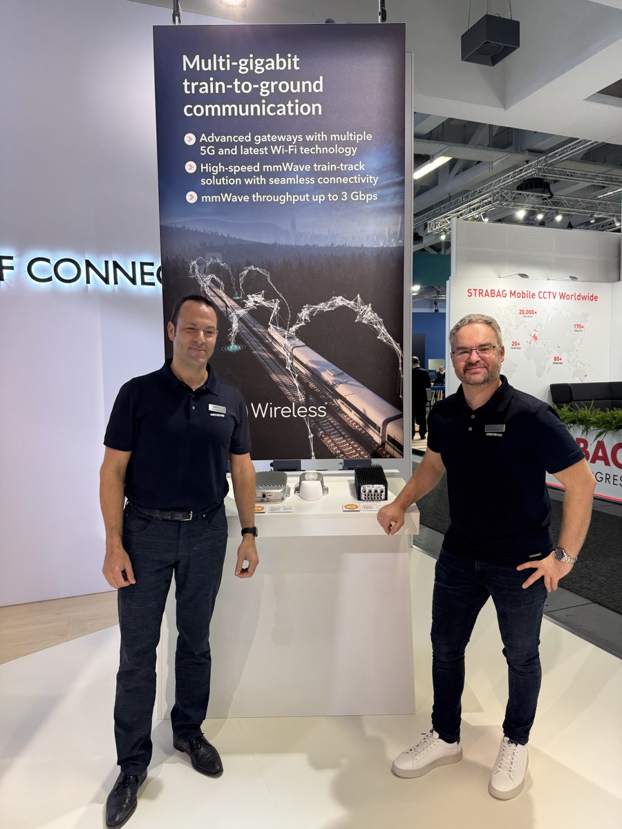 Blu_Wireless's tweet photo. All aboard! 🚄 We're at #InnoTrans24 all week & looking forward to meeting you.
Visit us at stand 680, Hall 4.1 to learn about LightningBlu - gigabit track-to-train connectivity ⚡
Our partners @westermo at stand 460 are also demonstrating our tech and work together. https://t.co/VxsYmIAjTK
