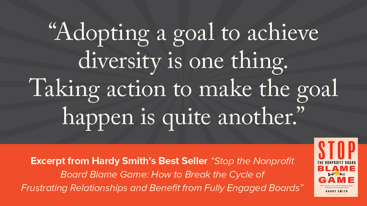 HardySmith1's tweet photo. What actions is your nonprofit taking to achieve your goal for board diversity? #governance #nonprofitboards @GreenleafBookGr #iomeducates https://t.co/TQqQAPanJ5