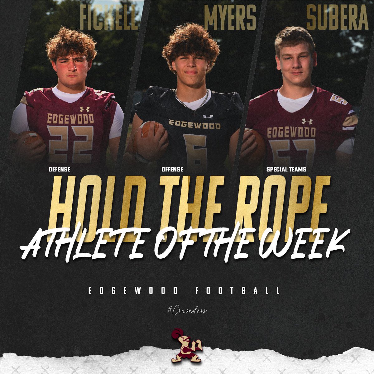 Congratulations to our Hold The Rope Athletes of the week! Their efforts on the field Friday night embodied and showcased everything our Hold The Rope Culture is about!! 

#HoldTheRope