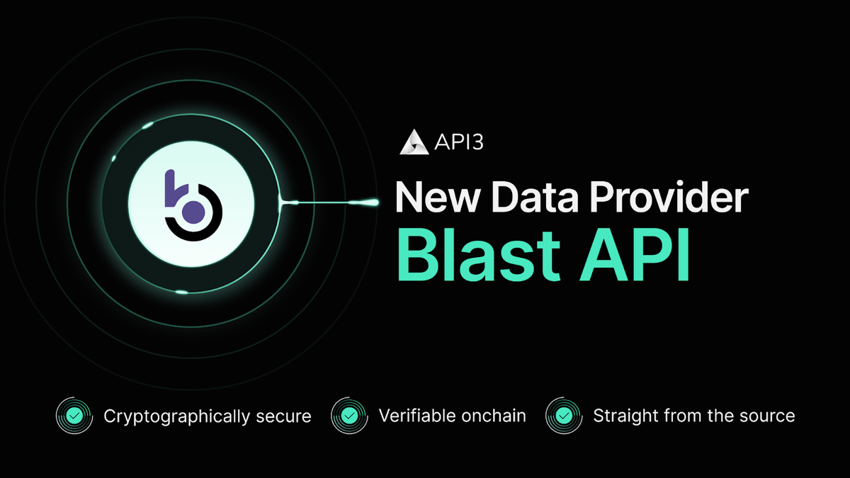 Api3DAO's tweet image. We’re excited to expand our data provider network with @BlastAPI, bringing cryptographically secure and verifiable data for powering our multi-source data feeds, including LSTs and LRTs.

Blast API&apos;s high-performance infrastructure tackles key Web3 challenges like reliability and…
