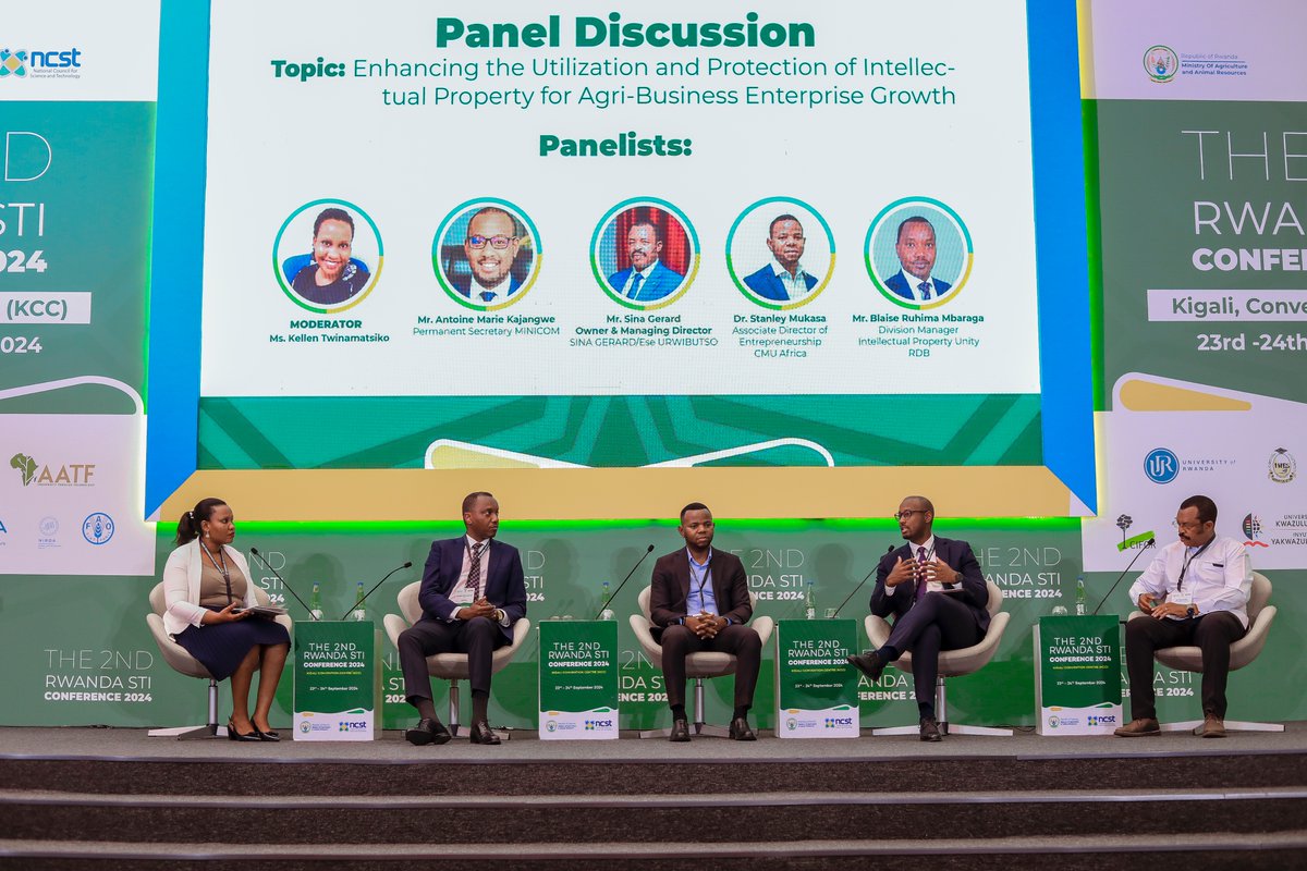 National Council for Science and Technology (NCST) (@sciencetechrw) on Twitter photo An engaging panel discussion on Academia, Industry, and Public Sector collaboration, along with an Innovation Pitching session, is underway at the 2nd Rwanda STI Conference at KCC. The focus: Enhancing Intellectual Property Utilization and Protection for Agri-Business Growth. An engaging panel discussion on Academia, Industry, and Public Sector collaboration, along with an Innovation Pitching session, is underway at the 2nd Rwanda STI Conference at KCC. The focus: Enhancing Intellectual Property Utilization and Protection for Agri-Business Growth.