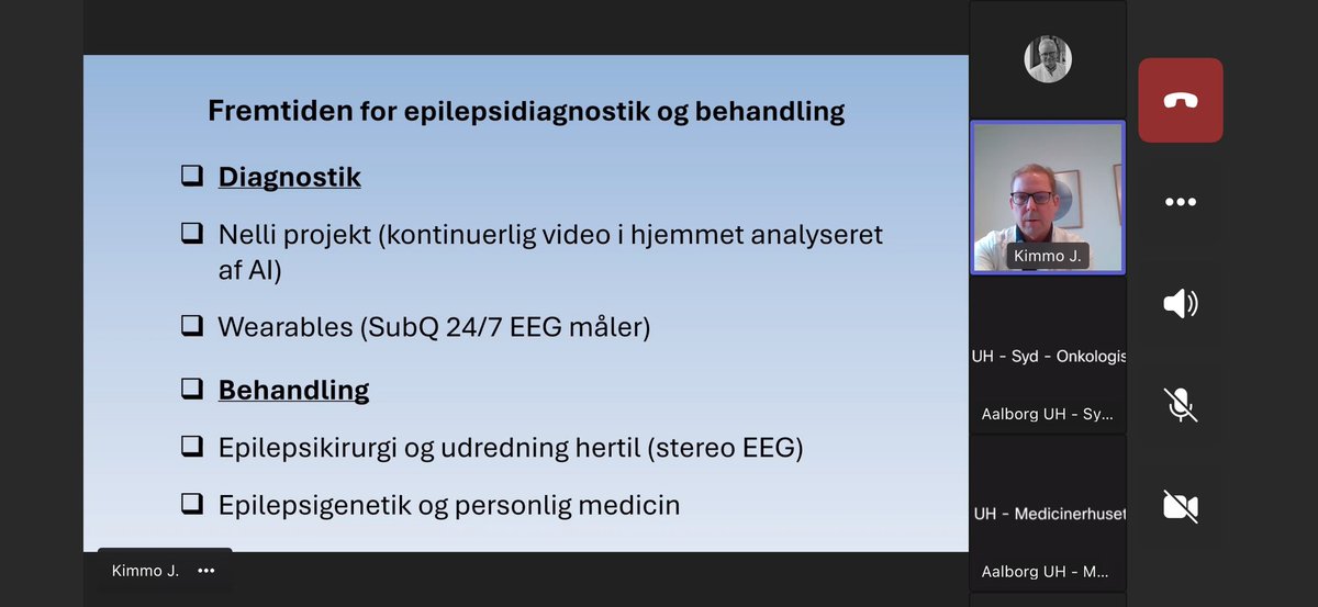 Niels Ejskjaer (@nielsejskjaer) on Twitter photo Hybrid “#Neurology” Staff Meeting at <a href="/AalborgUH/">Aalborg Universitetshospital</a>, transmitted to all sites in <a href="/Reg_Nord/">Region Nordjylland</a>📡
Thx to Professor #KimmoJensen, a great masterclass on “adult epilepsy, mix of hands-on, evidence-bases and future perspectives🎯
Surely grounds to rethink parts of current clinical practice🤔 Hybrid “#Neurology” Staff Meeting at <a href="/AalborgUH/">Aalborg Universitetshospital</a>, transmitted to all sites in <a href="/Reg_Nord/">Region Nordjylland</a>📡
Thx to Professor #KimmoJensen, a great masterclass on “adult epilepsy, mix of hands-on, evidence-bases and future perspectives🎯
Surely grounds to rethink parts of current clinical practice🤔