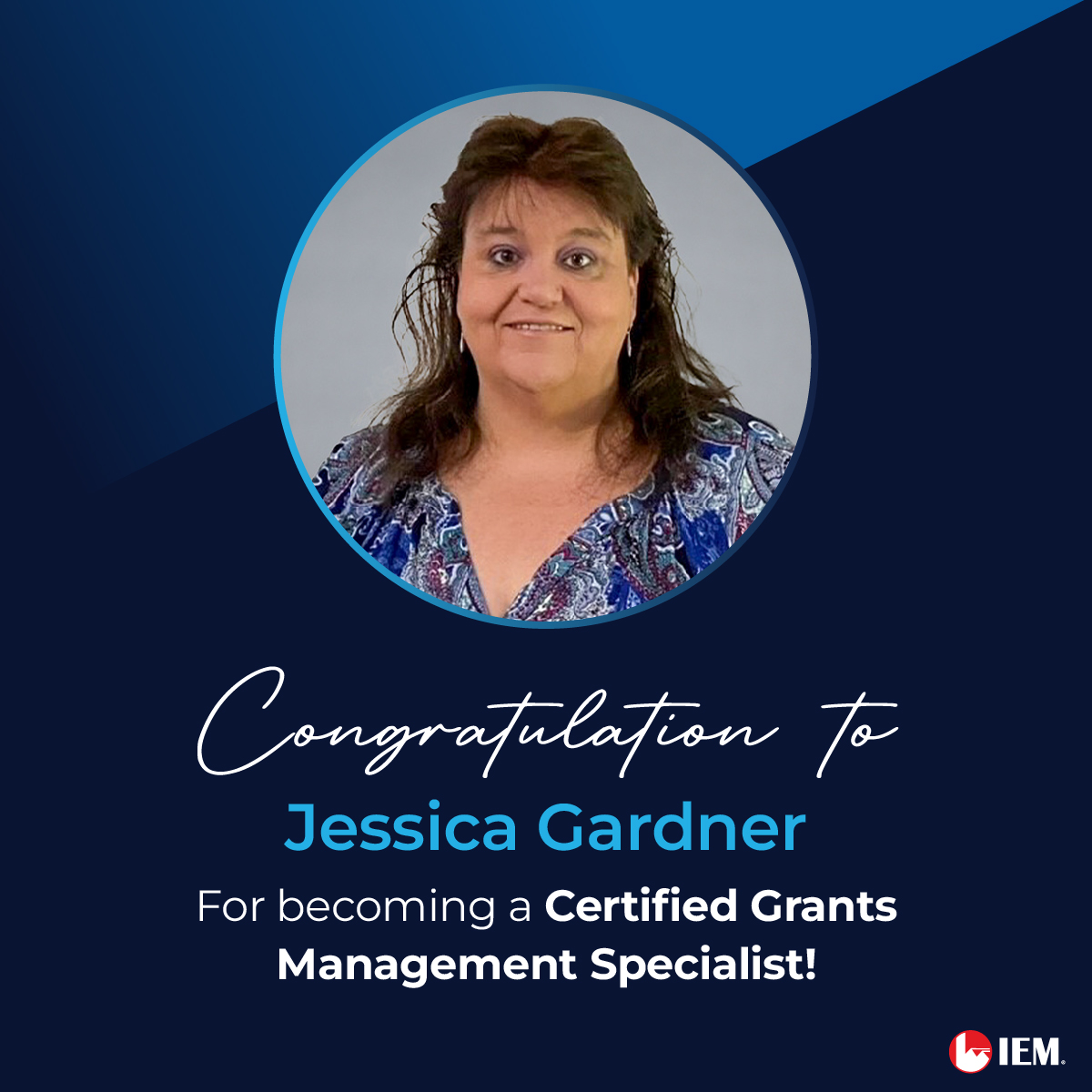 IEMNews's tweet image. Congratulations to IEMer Jessica Gardner for earning her Certified Grants Management Specialist (CGMS) designation from @NGMAnews! 🎉 

Jessica’s enhanced knowledge will further strengthen her #grantsmanagement support throughout the entire grant life cycle. Congrats! 👏