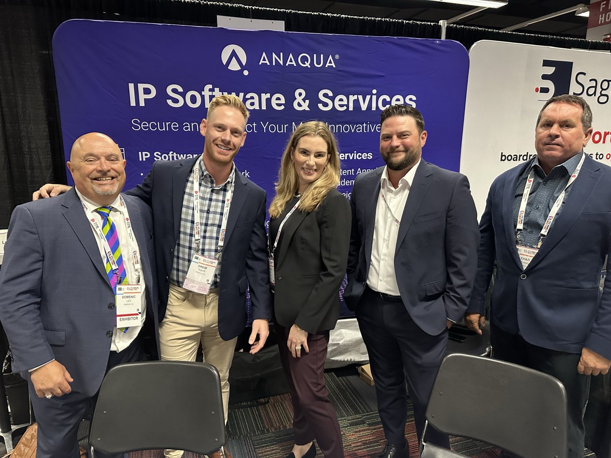 Anaqua's tweet photo. Meet our team, Dom Leo, Drew Travis, Nicole Ripatti, Mitch Atherton, and Chad Evans, at the #IPO Annual Meeting booth #207 to learn how Anaqua can help you increase efficiency with AI support tools and save your team hours of work. https://t.co/d0imfqMHe6