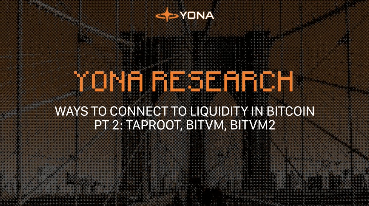 YonaPrivacy's tweet photo. Yona Research: Ways to Connect to Liquidity in Bitcoin

PT 2/4: UTXO vs Account Model, Taproot, BitVM, BitVM2

🟠 BitVM and Taproot 🟠
A unique attempt to extend the functionality of Bitcoin L1 is BitVM . The concept is based on the update of Taproot for Bitcoin (this technology incidentally has a reported number of fans thanks to @TaprootWizards). The concept behind BitVM is to extend the functionality of Bitcoin by executing programmes off-chain with the guarantee that the execution can be challenged on-chain with evidence of fraud. 

BitVM uses a model that combines fraud evidence with a query response protocol to process and verify transactions between two parties: a verifier and a checker. The verifier initiates a computational task and sends it through a channel established between itself and the verifier, who then validates the computation. After verification, the transaction is added to the overall package, which is stored in the underlying Bitcoin blockchain.

BitVM itself is operated by Taproot. Taproot Assets is a protocol for operating tokens on the Bitcoin network that uses Taproot's UTXO and related solutions Tapscript and taptweak to store information about the supply and balance of an asset in bitcoin transaction data. Taproot Assets records the information in the Taproot output of a transaction in the form of a so-called "sparse Merkle tree". In effect, Taproot Assets embeds a Merkle tree into the bitcoin transaction, proving the balance of a particular user and the total token supply. This tree in turn displays data from Universe, a repository that stores the entire history of the asset and is maintained by the token issuer.

And BitVM (which is also supported by the @Bitvmclub community of enthusiasts) uses Merkle's tree to proving on the Bitcoin network, which is basically incapable of performing calculations to prove fraud. Using Taproot, it creates a NAND logic schema written to the Taproot transaction. 

That is, the Merkle tree in the transaction data becomes a NAND schema where each "branch" contains one of two possible values - 1 or 0. The on-chain computation is performed literally bit by bit, and the output of the previous "branch" becomes the input for the next. Transactions are constantly exchanged between the parties to the smart contract to reconcile the values.

While it may seem possible that BitVM can be used to implement arbitrary logic off-chain, in practice the cost of performing a fraud proof in L1 grows rapidly with the size of the off-chain programme. This problem limits the applicability of BitVM to certain problems, such as BTC bridging with minimum trust. 

Another problem with BitVM-based bridges is that they must rely on pre-signed transactions. Since there are no covenants, the only options in a BitVM setup are 2 options:
1⃣ Pay the blocked UTXO to the proving party
2⃣ Burn the UTXO

Transactions with UTXO are a consequence of the peculiarity of the accounting logic in the Bitcoin network as opposed to the account model in EVM for example. If in the account model it is the change of funds on the balances that is tracked: after the execution of a transaction there is less on one account and more on another, then with UTXO one of the cardinal differences is that it is virtually irreplaceable (reminds you of NFT, doesn't it?). 

Each transaction spends one or more previous UTXOs and creates one or more new UTXOs. The total value of the new UTXOs must equal the total value of the spent UTXOs, and the difference between the two is the transaction fee paid to the miners. Thus, in a blockchain based on UTXO logic, each UTXO has a separate owner and can only be spent by the owner.

And whereas in an EVM network a user says "I have some coins and I can spend them", in a Bitcoin network a user actually says "I have some UTXOs that allow me to spend some BTC". That is, the conceptual difference is that the account model updates user balances globally. The UTXO model only records transactional receipts.

Accordingly, a bridge based on BitVM logic works as follows:
🔸 Users deposit UTXO, not BTC itself, into the BitVM-based bridge contract
🔸 L2 "listens" to the bridge contract, and when it sees UTXO credited to its contract, it credits the corresponding amount of BTC in L2 to these users.
🔸 The users on L2 have received their tokens and everyone is happy.

What about the reverse process? @Dr_DAO_ & @rot13maxi highlight this problem in their research "BitVM Bridges Considered Unsafe": the logic of the BitVM bridge is currently such that L2 users cannot claim funds locked in the bridge. There are only two paths of expenditure:
1⃣ Redirecting to the bridge operator
2⃣ Burn

This means that if the bridge operator fails, L2 participants can only hope that validators will burn the bridge. Therefore, it is critical to consider that the ratio of funds at the bridge from deposited BTC on L1 to mine BTC on L2 should always be 1:1. 

This point seems very simple and logical, but there are 2 problems: the slowness of BTC itself and the fact that BitVM relies on bridge operators that have a settlement period of weeks to months. And at some point, there could be an outflow that exceeds the collateral held by the bridge operator. Accordingly, this is really similar to optimistic rollups, BitVM being an optimistic-based protocol. 

Another potentially dangerous point was highlighted by @BobBodily of Bioniq, who noted that BitVM in combination with other similar solutions risks overloading slow and expensive BTC. And accordingly, one could speculate that the economic model could break down due to ultra-expensive transactions.

Part of what may solve this problem is the addition to BitVM technology that Taproot is based on, which is DLC. 

DLC allows two parties to make conditional payments based on predefined conditions. The parties define possible outcomes, pre-sign them, and use those pre-signatures to make payments when Oracle signs off on the outcome. In such a scenario, Taproot's MAST provides sophisticated transaction logic in Bitcoin, while DLCs optimise transaction processes by moving most transactions off-chain, providing both security and privacy. 

With these technologies, transaction contracts are stored similarly to Ordinals, facilitating direct storage on-chain and execution by nodes off-chain. This approach allows contracts to be executed in a manner similar to Ordinals, combining efficiency with blockchain integrity.

🟠 BitVM2 🟠
BitVM2 is inspired by the BitVM paradigm proposed and makes significant improvements in terms of computational and communication complexity, as well as security. While in BitVM and similar designs, only a fixed set of operators can perform challenges, BitVM2 supports for the first time permissionless challenging, i.e., any user with a Bitcoin full node can challenge faulty operators. 

The main difference is that the original BitVM design required up to 70 on-chain transactions (over a period of multiple weeks or even months in practice) to disprove a faulty operator, whereas BitVM2 requires only 3 on-chain transactions that can be executed within 1-2 weeks, achieving similar practical properties as Ethereum L2S.

At the same time, things are not as simple as in the case of Optimistic solutions on Ethereum. The fact is that BitVM2 implements the Succinct Non-interactive Argument of Knowledge (SNARK) verifier in the Bitcoin script. This allows complex computations to be efficiently verified within the constraints of Bitcoin, allowing for a wide range of potential applications.

This is to reduce the size of the data: the SNARK verifier is divided into subroutines, each of which is small enough to be executed within a single Bitcoin transaction. This allows bypassing Bitcoin script size limitations and verifying complex calculations piecemeal.

Besides the roles of depositor (Alice) and beneficiary (Bob), in BitVM2 bridge protocol we additionally have the following participant roles:
🔸 Operators (01,..., Om): The operators are responsible for executing a pre-agreed program f; in the case of our bridge, this is the peg-out process. The operators are assumed to be rational, i.e., they are profit-maximizing agents.
🔸 Challengers: The challengers ensure the safety of the peg-out process by challenging an operator in case of misbehavior. Anyone can act as a challenger, including the operators. We assume that challengers are rational
🔸 Signers (S1, .., Sn): A committee of n signers that is responsible for the correct setup of a BitVM2 instance for a pre-agreed program f. One of the n signers is assumed to be honest (existential honesty).

How BitVM2 works:
1⃣ The operator commits to the correct execution of the programme by placing a transaction on the Bitcoin blockchain.
2⃣ The execution of the programme takes place outside the blockchain, with the operator providing the result and the necessary proof.
3⃣ If anyone suspects foul play, they can challenge the operator's claim within a predetermined period of time.
4⃣ If there is a problem, the operator must disclose the intermediate states of computation on the blockchain.
5⃣ The challengers can then refute the erroneous computation by executing the corresponding subroutine in the chain, demonstrating the discrepancy between the operator's claim and the actual computation.

Don't switch! There will be further parts to come!

📰 Read the full research at the link in our blog: https://t.co/730g4bZ7tC