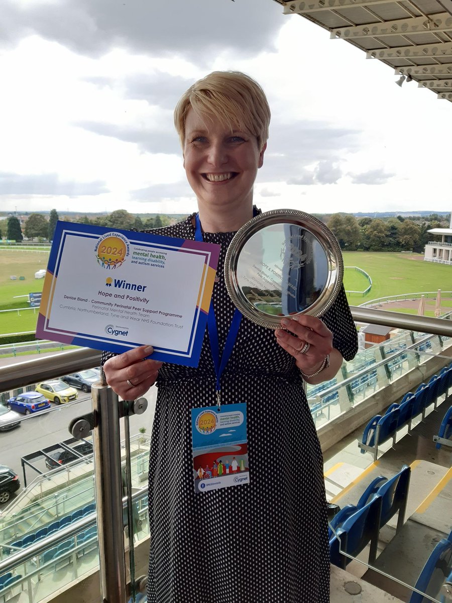 Congratulations to Denise, a Peer Supporter at <a href="/CNTWNHS/">Cumbria, Northumberland, Tyne and Wear NHS FT</a> who today won the award for 'Hope and Positivity' at the National Lived Experience Awards 2024.  This award recognises individuals that are consistently looking out for others and spreading hope and positivity.