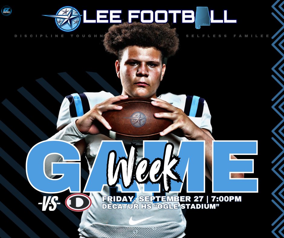 Lee High School Football (@leegeneralshsv) on Twitter photo #GAMEWEEK
📆Friday, September 27th
⏰7:00PM
🆚 Decatur
📍Decatur HS, Ogle Stadium
💻<a href="/NFHSNetwork/">NFHS Network</a>
Discipline•Tough•Consistent•Selfless
#FamiLEE
#StrongerTogether
#1and0 #GAMEWEEK
📆Friday, September 27th
⏰7:00PM
🆚 Decatur
📍Decatur HS, Ogle Stadium
💻<a href="/NFHSNetwork/">NFHS Network</a>
Discipline•Tough•Consistent•Selfless
#FamiLEE
#StrongerTogether
#1and0