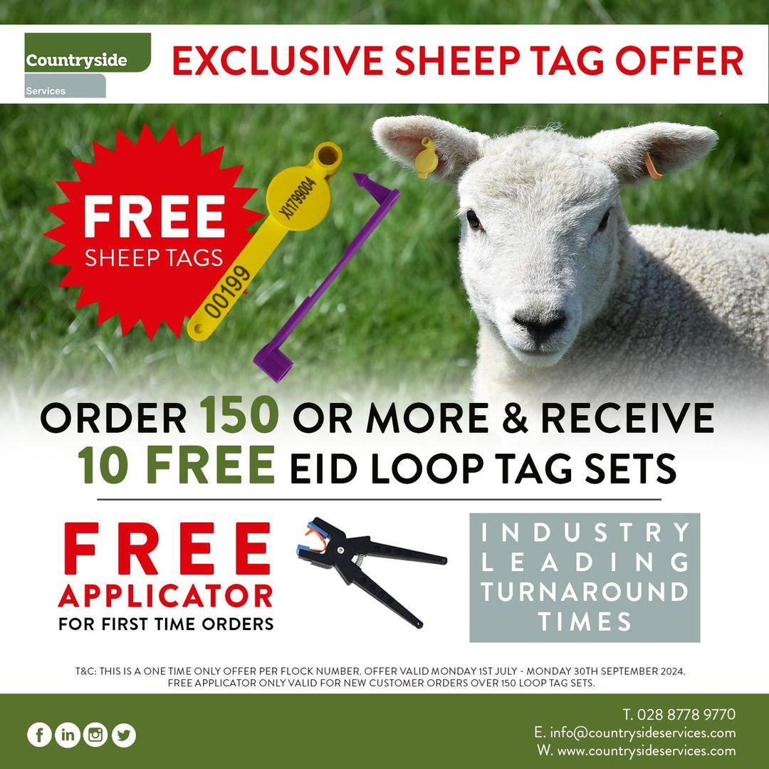 Countryside Services (@cslni) on Twitter photo ๐๐๐๐ ๐๐๐๐๐๐!
-Order 150 or more and receive ๐๐ ๐
๐๐๐ Countryside EID Loop Tag Sets
-๐
๐๐๐ Applicator for first time orders*
Order today:
T. 028 8778 9770
E. info@countrysideservices.com
W. countrysideservices.com ๐๐๐๐ ๐๐๐๐๐๐!
-Order 150 or more and receive ๐๐ ๐
๐๐๐ Countryside EID Loop Tag Sets
-๐
๐๐๐ Applicator for first time orders*
Order today:
T. 028 8778 9770
E. info@countrysideservices.com
W. countrysideservices.com