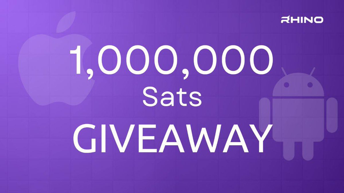 1,000,000 Sat Giveaway!

We are giving away one million sats to celebrate Rhino being available on both Apple AND Android!

To enter, simply:

1. Follow <a href="/RhinoBTCapp/">RhinoBTCapp</a>
2. Like this post
3. Comment with a GIF
4. Retweet this post