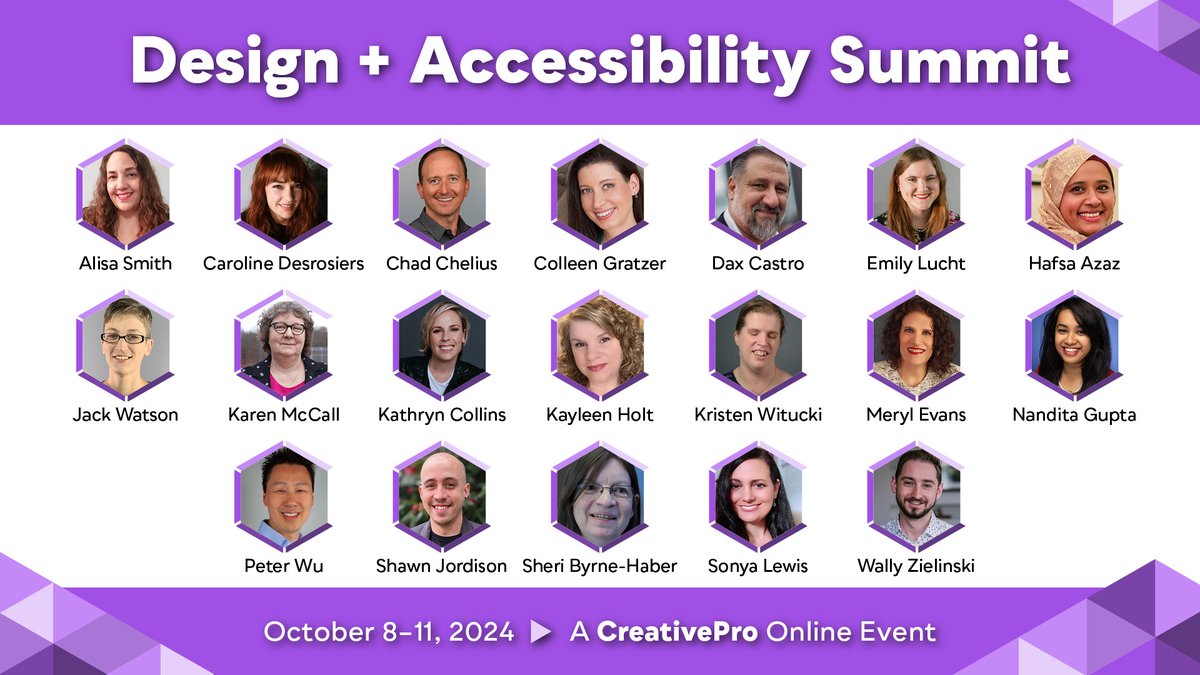Peachpit (@peachpit) on Twitter photo We’re excited to sponsor <a href="/CreativePro_com/">CreativePro Network</a>’s Design + Accessibility Summit, the essential HOW-TO event for design professionals who need to master accessibility, being held online October 8–11.
Save $100 with the discount code: PP2024.
Sign up now at creativepro.com/design-accessi… We’re excited to sponsor <a href="/CreativePro_com/">CreativePro Network</a>’s Design + Accessibility Summit, the essential HOW-TO event for design professionals who need to master accessibility, being held online October 8–11.
Save $100 with the discount code: PP2024.
Sign up now at creativepro.com/design-accessi…