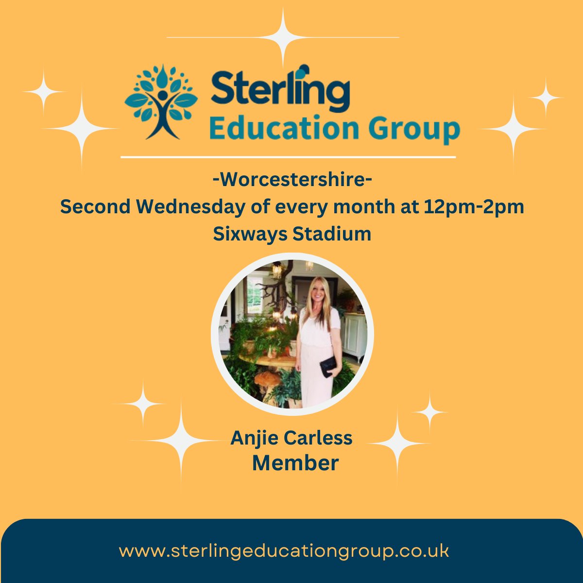 Join Us at Sterling Education Group Worcestershire! 

Meet Anjie Carless, our Mindset Coaching &amp; Training expert and valued member of Sterling Education Group Worcestershire!

#Networking #worcestershire #educationsector #BusinessSector