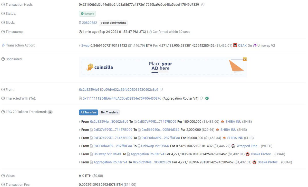 It’s beginning ppl are swapping $SHIB for $OSAK 

etherscan.io/tx/0x621f06b3d…