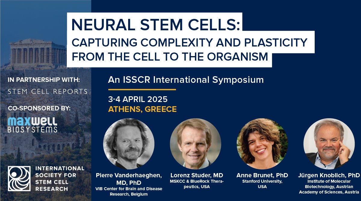ISSCR (@isscr) on Twitter photo Save the date for the Athens International Symposium on 3-4 April 2025! Join scientists as they share their latest research on neural stem cells. Registration & abstract submission will open in October 👉 bit.ly/4diDKtK
@VanderhaeghenP2 <a href="/studerl/">Lorenz</a> <a href="/BrunetLab/">Brunet Lab</a> <a href="/Knoblich_lab/">The Knoblich Lab</a> Save the date for the Athens International Symposium on 3-4 April 2025! Join scientists as they share their latest research on neural stem cells. Registration & abstract submission will open in October 👉 bit.ly/4diDKtK
@VanderhaeghenP2 <a href="/studerl/">Lorenz</a> <a href="/BrunetLab/">Brunet Lab</a> <a href="/Knoblich_lab/">The Knoblich Lab</a>
