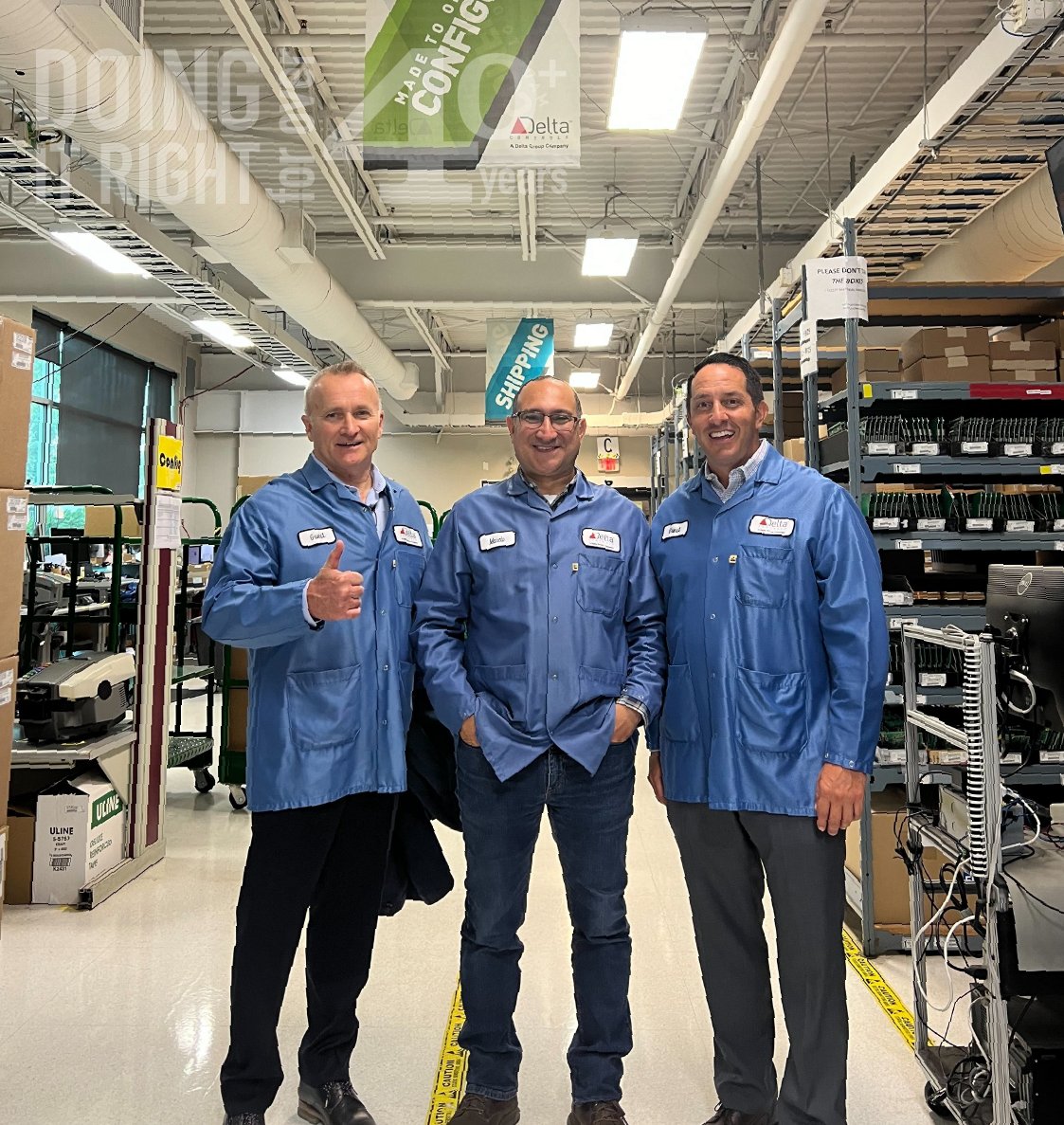 DeltaIBT's tweet photo. Last week, we had the pleasure of hosting visitors from https://t.co/g288CDTJHP at #DeltaControls HQ. Joshua Felperin &amp; Sean McCarthy toured our cutting-edge on-site #manufacturing #facility! 📷: Helen Wu. #BuildingAutomation #InnovationInTech #AutomationControl #BCTech https://t.co/Q7MhRlPLLP