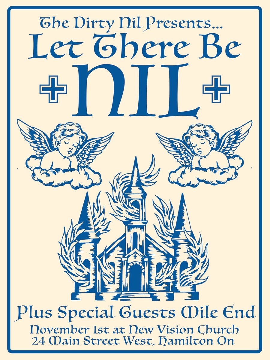 sonicunyon's tweet photo. JUST ANNOUNCED: Let There Be Nil! The Dirty Nil kicks off the Hamilton Day celebrations at The Music Hall with special guests Mile End on November 1st. Tickets are on sale NOW at link in bio ⚡ https://t.co/giCZKHoAyD