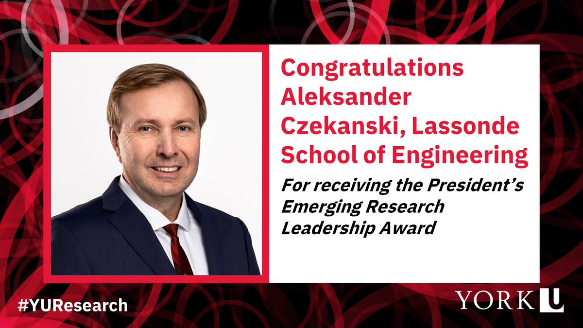 York U Research & Innovation (@yuresearch) on Twitter photo Congrats to <a href="/LassondeSchool/">Lassonde School</a> engineer Aleksander Czekanski for winning the President's Emerging Research Leadership Award!
The PERLA honours faculty within 10 years of their first academic appointment who enhance #YorkU's research community.
bit.ly/47DRdv3
#YUResearch Congrats to <a href="/LassondeSchool/">Lassonde School</a> engineer Aleksander Czekanski for winning the President's Emerging Research Leadership Award!
The PERLA honours faculty within 10 years of their first academic appointment who enhance #YorkU's research community.
bit.ly/47DRdv3
#YUResearch