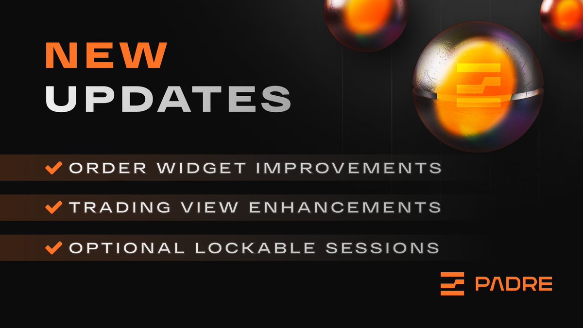 TradingTerminal's tweet photo. NEW UPDATES
You tell us, and we listen: new #PADREV2 updates are here! 🔥
We've added several QoL improvements to the Trading Page & Order Widget:
🔶 Easily readable Invested/Remaining/Sold/Total PNL stats
🔶 Improved readability of estimated 'receive' amount
🔶 Clearly visible and easy to adjust transaction settings
And for existing users: lockable sessions are now optional, so you can switch off passkeys and use passwords instead.