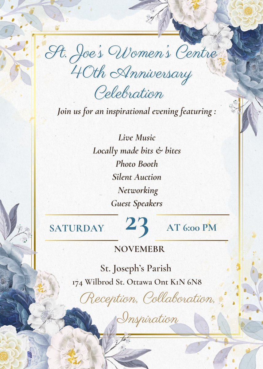 We're back with some exciting news! 🤩

Join us on November 23rd to celebrate 40 years of meaningful work in the Ottawa community 💜

🎟️Tickets available now at zeffy.com/en-CA/ticketin… 

#SJWC40Years #FundraisingForACause #OttCity #MyOttawa