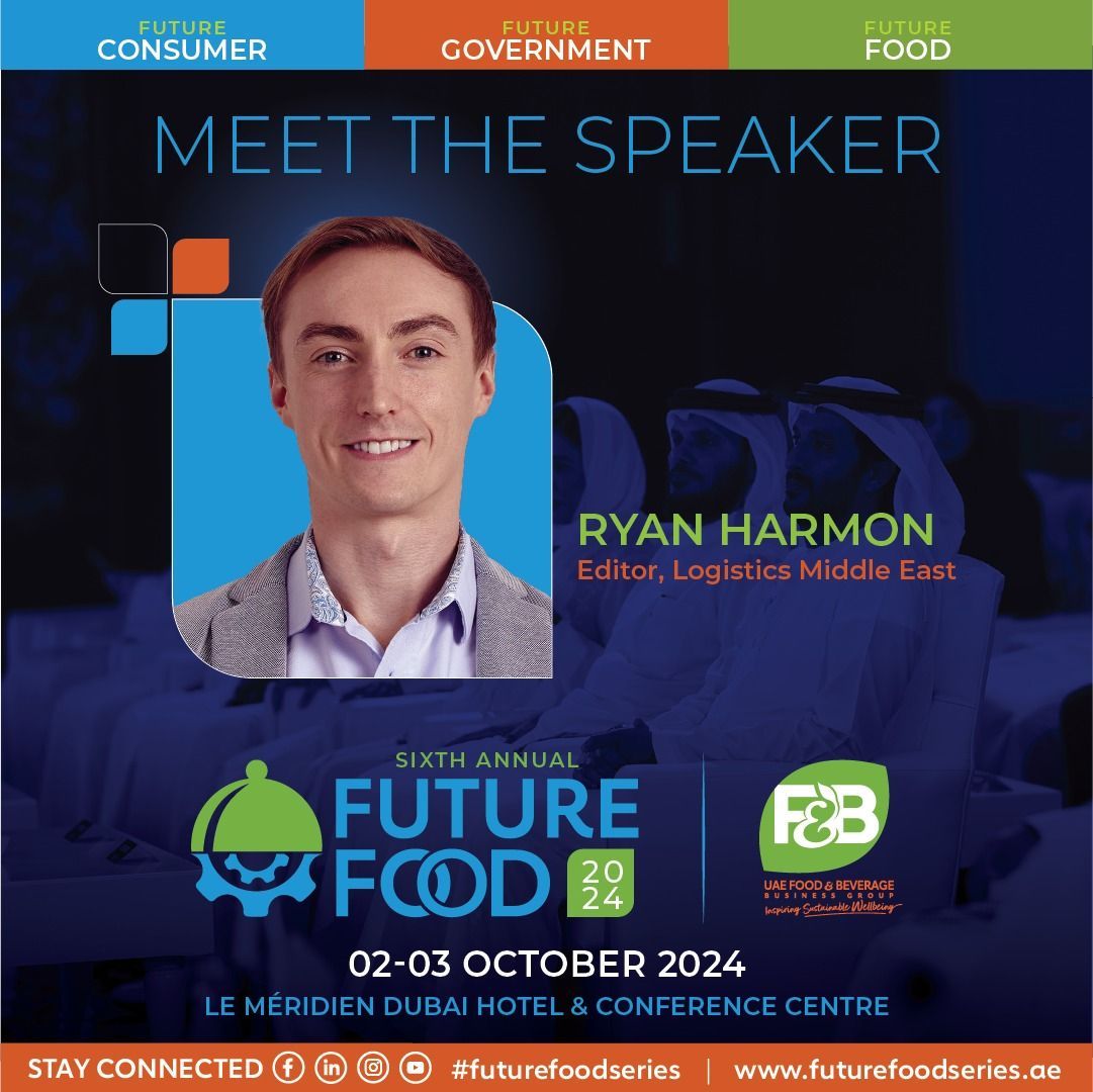 FnBDubai's tweet photo. Ryan Harmon, Editor of Logistics Middle East, is joining us at the Future Food Forum 2024!

Register right away: https://t.co/veyXNKZYqJ

#futurefood2024 #futurefoodforum2024 #FBMG #futureconsumer #futuregovernment #futurefood #logistics #supplychain #industryinsights https://t.co/B1eVZJFlLP