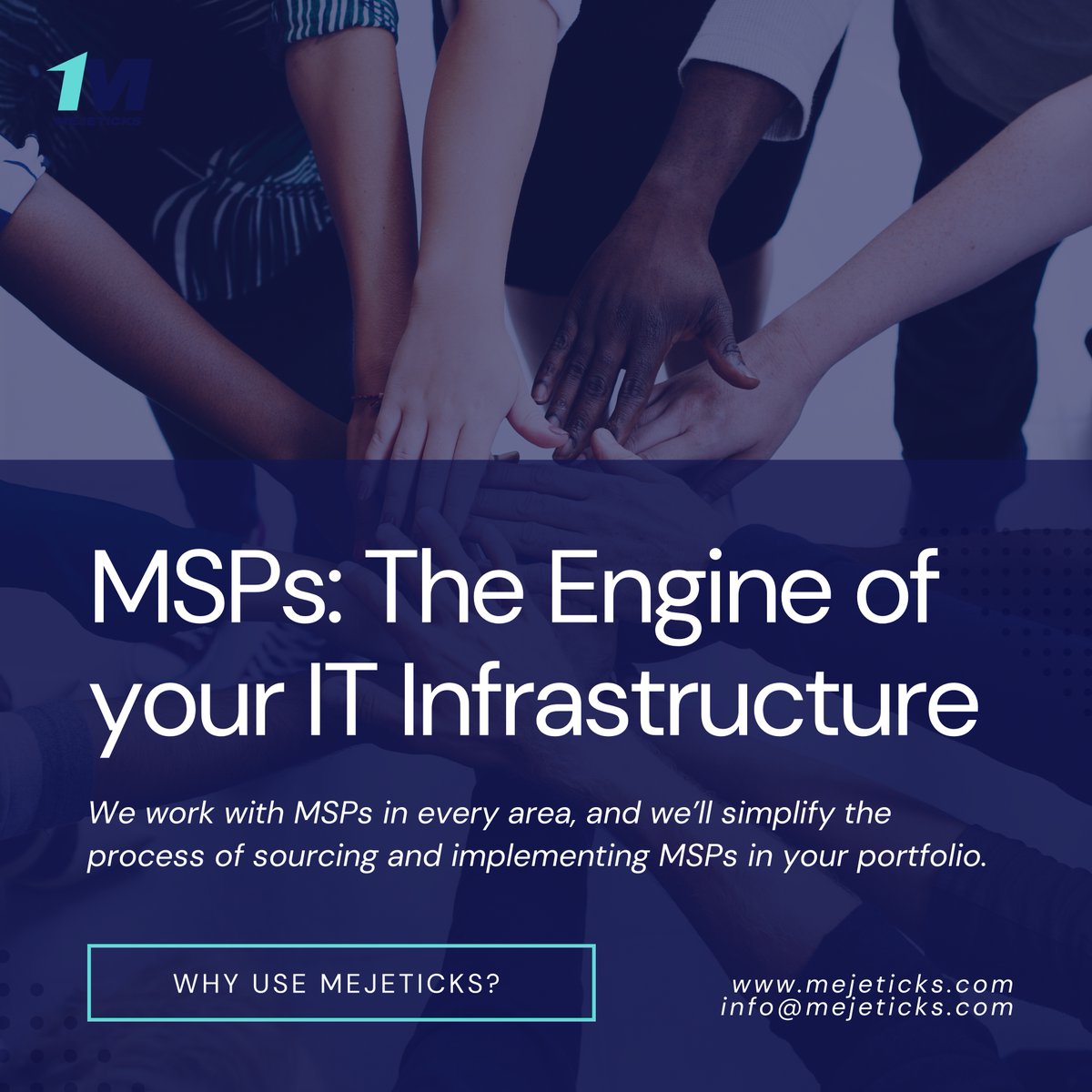 mejeticks's tweet photo. In a market oversaturated with MSPs,  we help companies find the ideal set of solutions. Whether you want a series of MSPs or a single comprehensive service, we can identify and implement solutions that work. 💡

#Mejeticks #MSP #ITsolutions #Technology https://t.co/374iJgT6xV