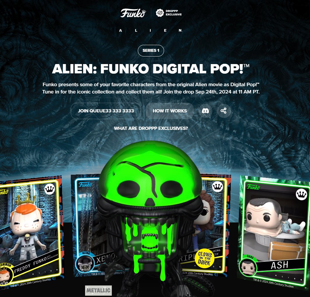 pop_holmes's tweet photo. Alien Digital Funko pop drop is today at 11AM PT
https://t.co/TyBp2Irwdi

#alien #xenomorph #alienromulus #facehugger #digitalfunko #Popholmes #FunkoPop #Collectibles #FunkoNews #Marvel #Toys #ActionFigures @AlienAnthology  @Dropppio https://t.co/TkCawSZ6IM