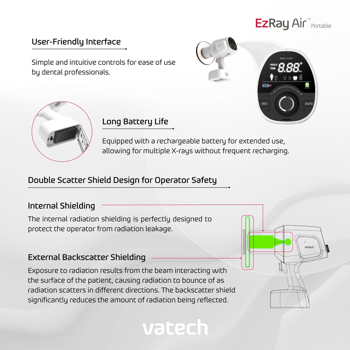 VatechUK1's tweet image. Experience the convenience of handheld X-ray with the Vatech EzRay Air Portable. effortless, safe dental imaging. Lightweight, mobile, and low-radiation. Contact sales@vatech.uk.com or call 02086521900.
#Vatech #alwaysonyourside #handheldxray #EzRayAirPortable #intraoralxray