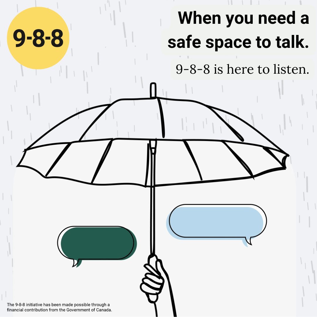 Having a safe space to talk about what you’re going through can make a big difference. Whether you call or text, 9-8-8 responders will listen with compassion and without judgement. You don’t need to suffer in silence. #988Canada