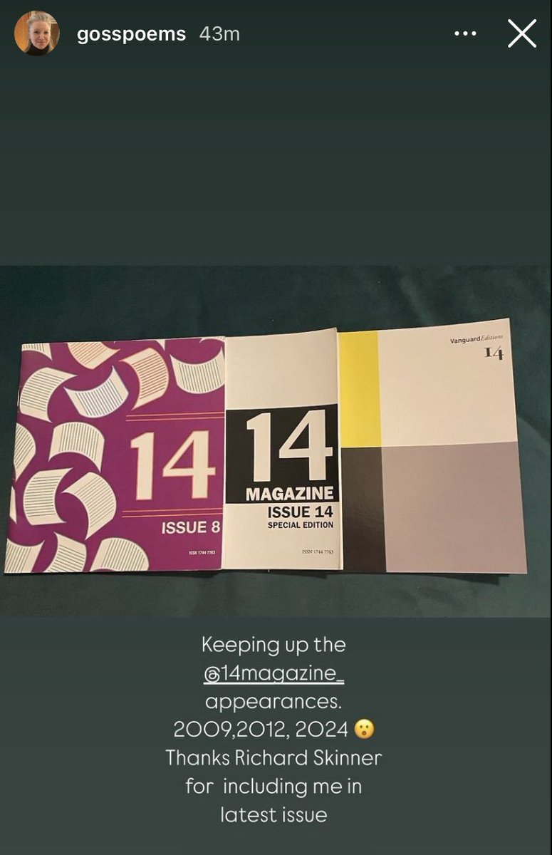 Thank you <a href="/gosspoems/">Rebecca Goss</a> 

#14magazine