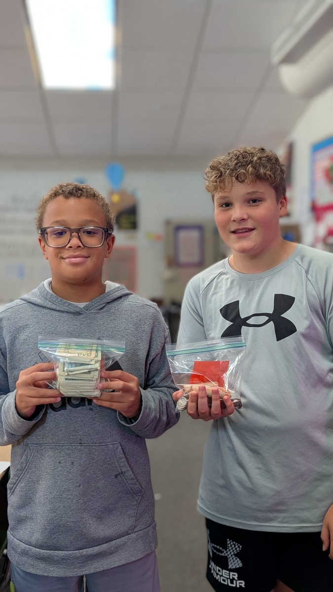Super proud of these 6th graders for raising $371.14 for the Bellevue Food Pantry!!! Congrats and well done, Kalan and Carter! #bpsne #teamBPS #prideofLL #LLevelUp