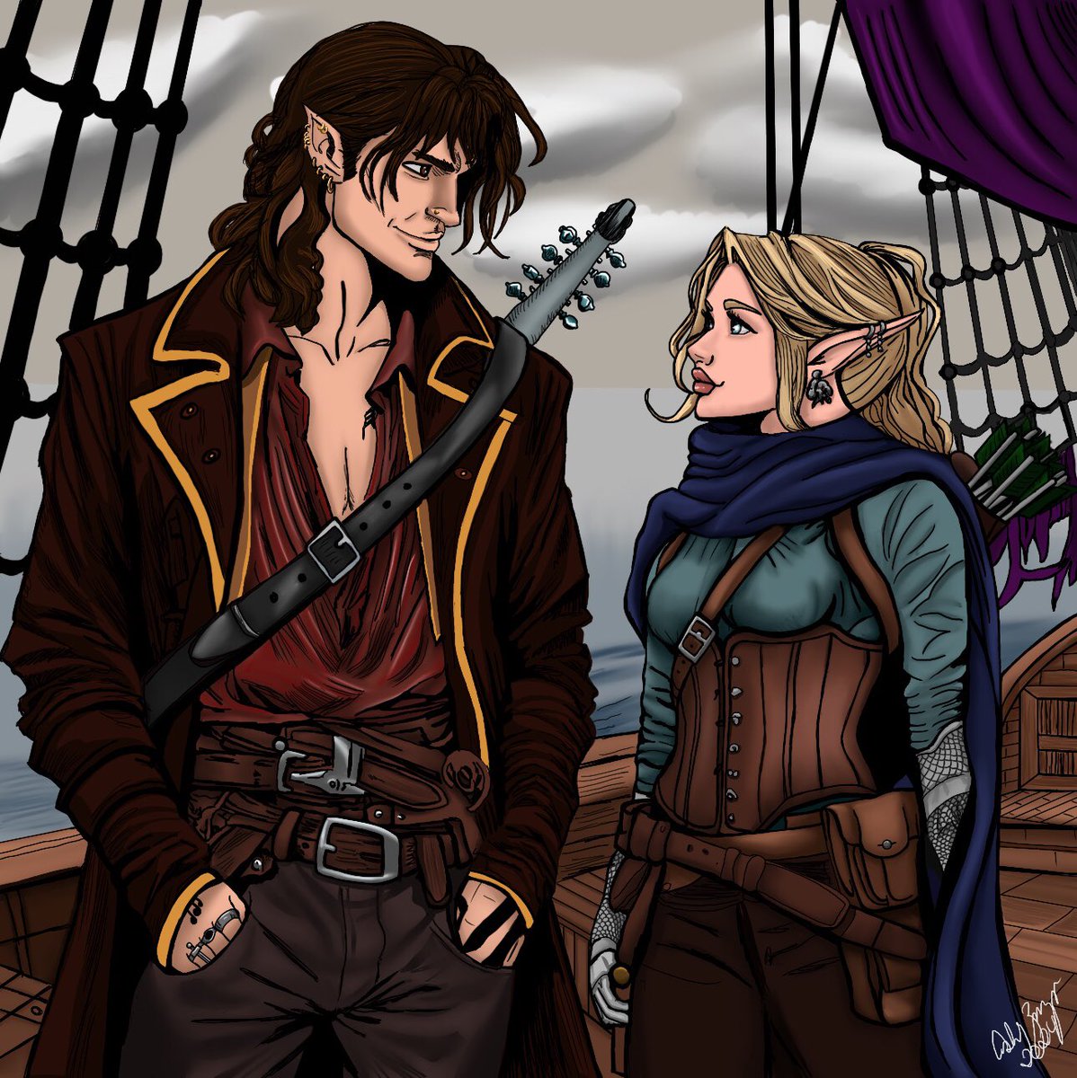 ashleyfanfic's tweet image. Eddie and Chrissy as the Bard and the Ranger #hellcheer commissions are open