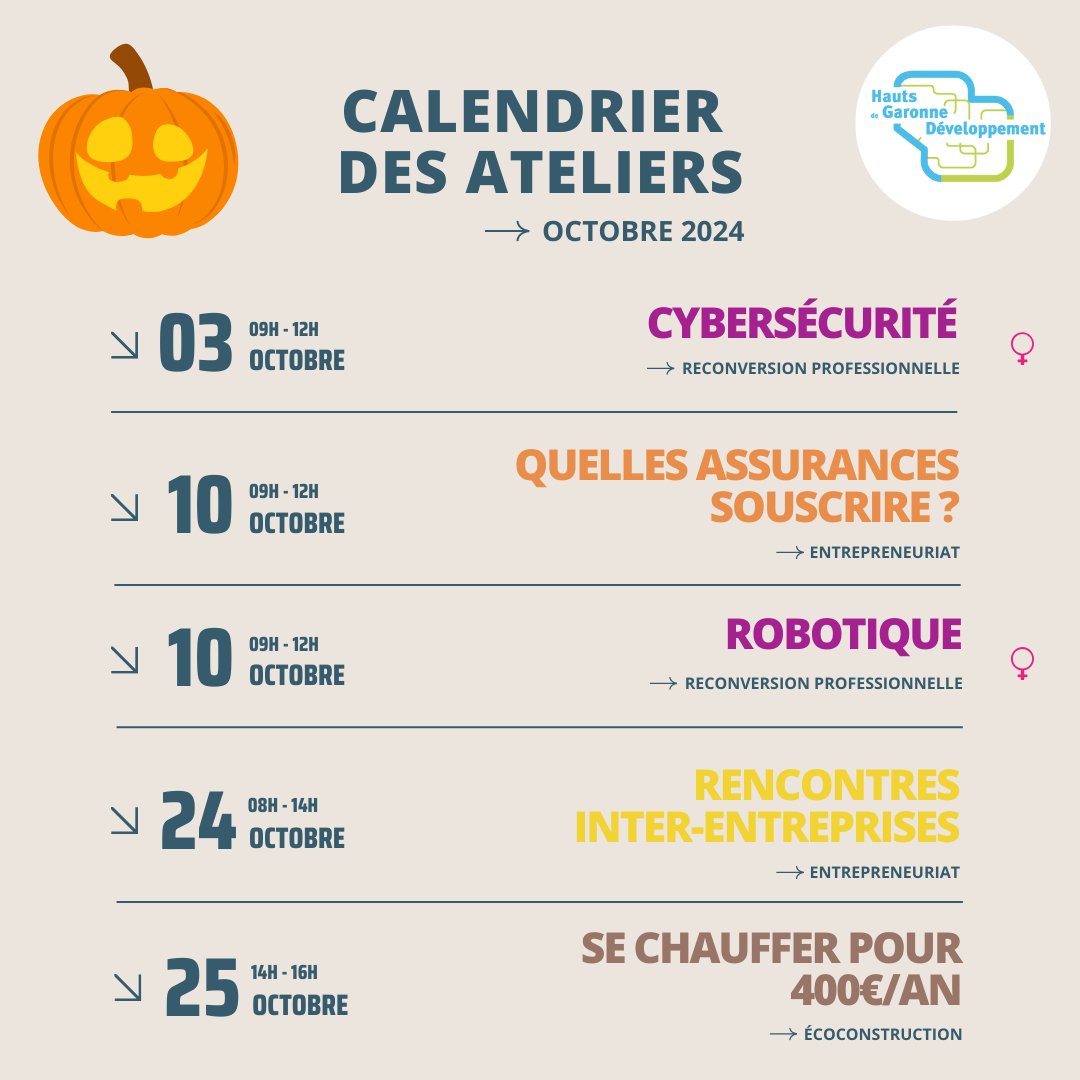hdgdev's tweet image. Hello October !

Retrouvez toutes nos activités du mois juste ici : ateliers entrepreneuriat &amp;amp; écoconstruction, initiations au code, Rencontres Inter-Entreprises...

Pour vous inscrire, rendez-vous sur : hdgdev.com