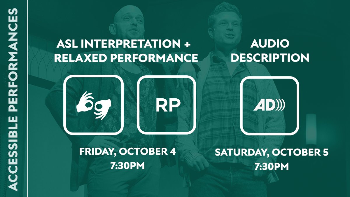 PrairieTheatreX's tweet photo. ✨ACCESSIBLE PERFORMANCE DATES✨ for BED & BREAKFAST by Mark Crawford:
𝗙𝗥𝗜𝗗𝗔𝗬, October 4 - 7:30PM
👌 #ASLinterpretation
🔦 #RelaxedPerformance
𝗦𝗔𝗧𝗨𝗥𝗗𝗔𝗬, October 5 - 7:30PM
🎧 #AudioDescription
For More on Accessibility ✨👉 https://t.co/T58nebGvXC https://t.co/zwOtxJ1RHN