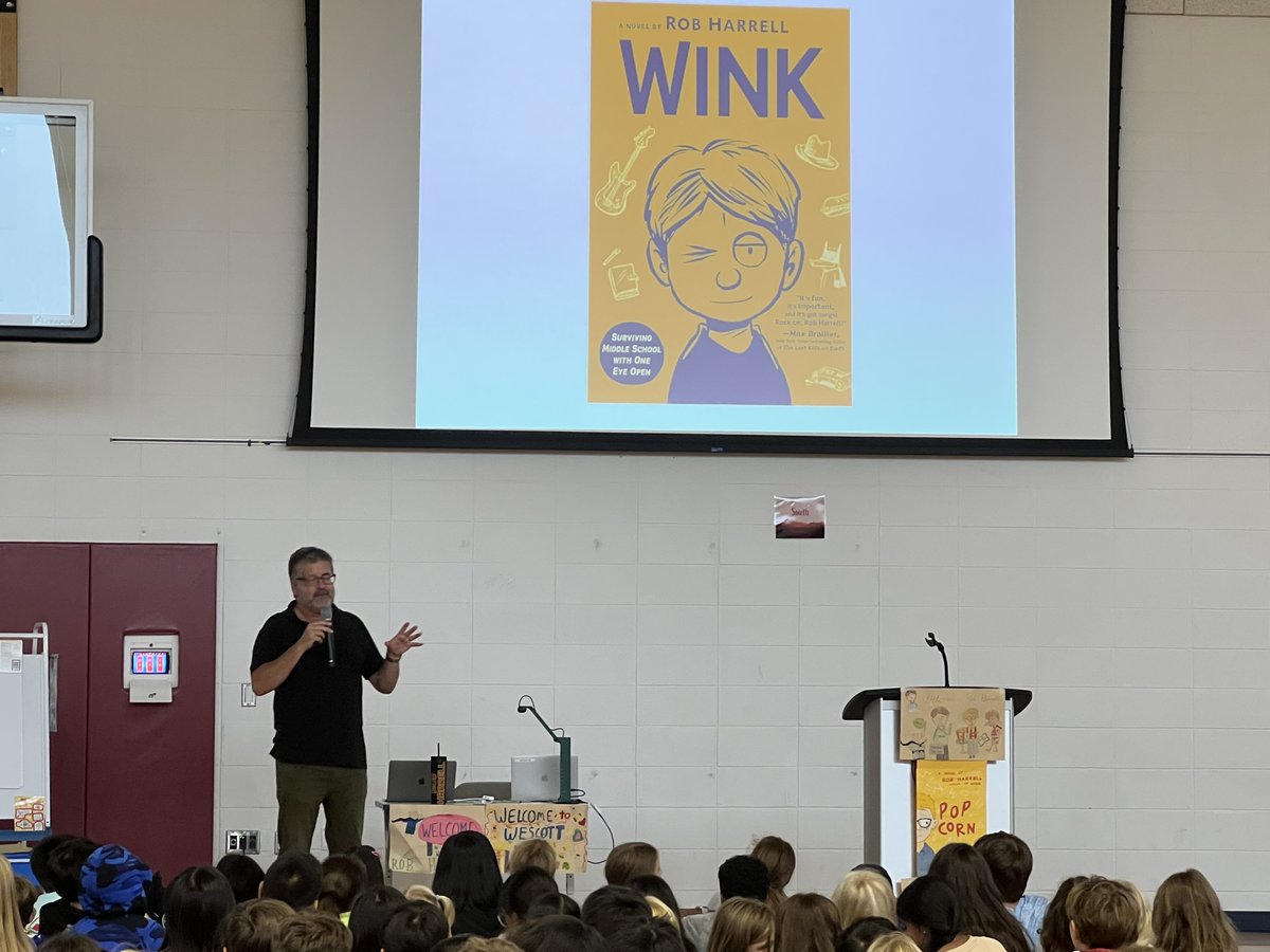 Northbrook/Glenview School District 30 (@district30) on Twitter photo Wescott 4th- & 5th-graders were thrilled to have a visit w/ <a href="/HarrellRob/">Rob Harrell</a>, author/illustrator of books like the Caudill-nominated "Wink." They heard about the writing process for "Wink," his new book, "Popcorn," & others. Thanks, <a href="/WescottLMC/">Wescott School LMC</a> & @thebookstall! #d30learns Wescott 4th- & 5th-graders were thrilled to have a visit w/ <a href="/HarrellRob/">Rob Harrell</a>, author/illustrator of books like the Caudill-nominated "Wink." They heard about the writing process for "Wink," his new book, "Popcorn," & others. Thanks, <a href="/WescottLMC/">Wescott School LMC</a> & @thebookstall! #d30learns