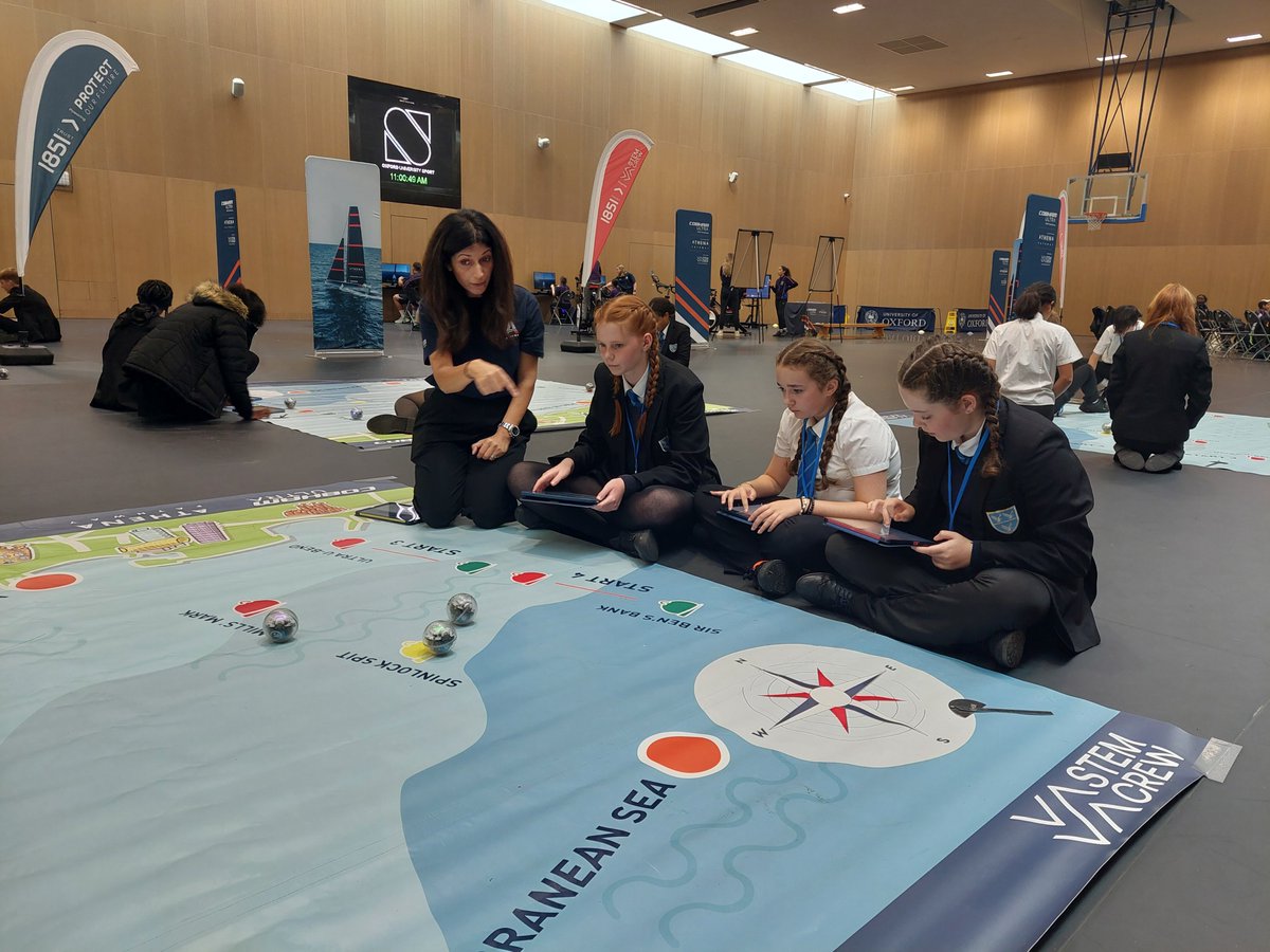 FitzharrysS's tweet photo. Fantastic day out today with Year 9 at the Cobham Ultra STEM roadshow in Oxford. Investigating forces and drag on sails in a wind tunnel, physical performance and sailing simulators, coding challenges using spherical robots and careers in STEM. Great teamwork! @Fitzharrys https://t.co/NH8iP7HTNj
