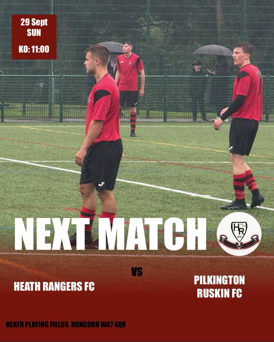 Next Up - Pilkington Ruskin FC - 11AM Sunday.

After two weeks off, the lads have been working hard with two training sessions a week ready to put the last result right.

Come down and support the lads.

#UpTheRangers