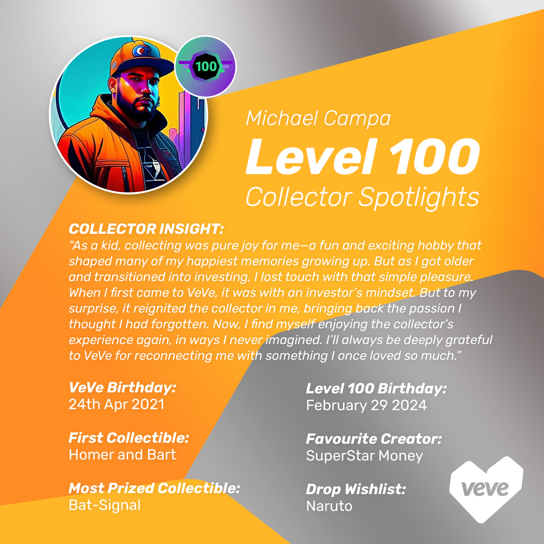 LEVEL 100 SPOTLIGHT! 
<a href="/MichaelCampa/">MichaelCampa</a>
 
Together we once again recognize and honour the community members who have reached LEVEL 100!

"As a kid, collecting was pure joy for me—a fun and exciting hobby that shaped many of my happiest memories growing up. But as I got older and