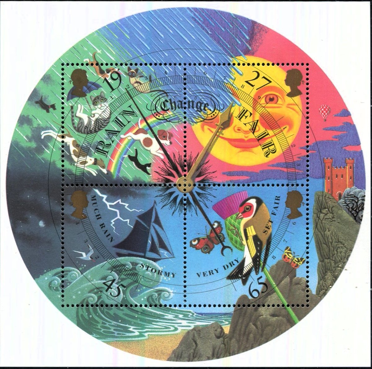 In an ever changing week the restless barometer is in motion.
2001: The Weather (Artist - Tony Meeuwissen; Design - Howard Brown)
#philately #Stamps #GB #weather