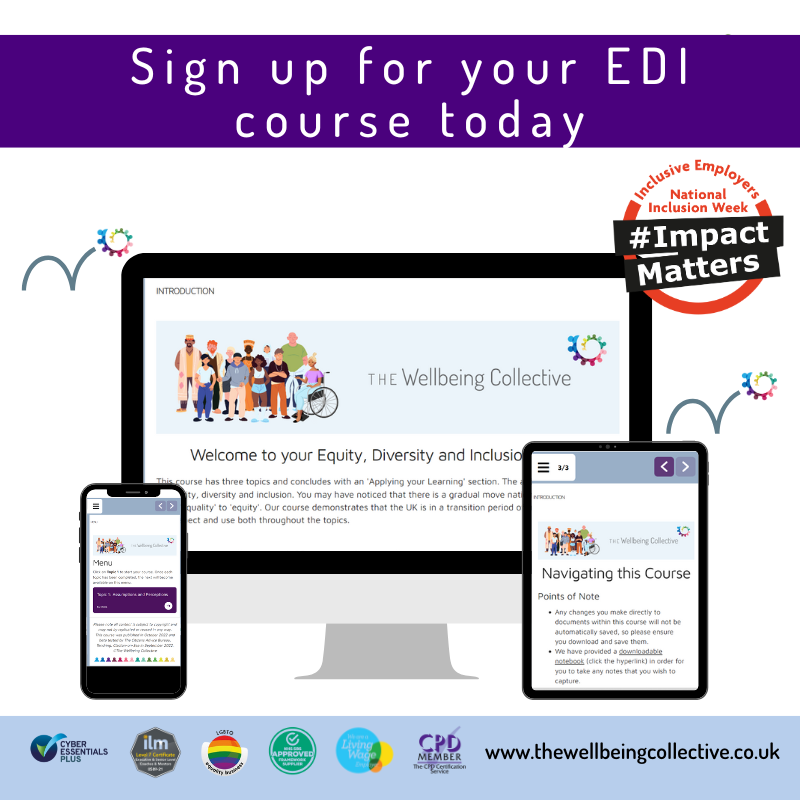 78% of UK companies have taken steps to increase their commitment to equality, diversity and inclusion (EDI) since 2021, The Wellbeing Collective can support you to achieve this. 
See our website for more information: thewellbeingcollective.co.uk/equity-diversi…

#ImpactMatters #EDI #OnlineTraining