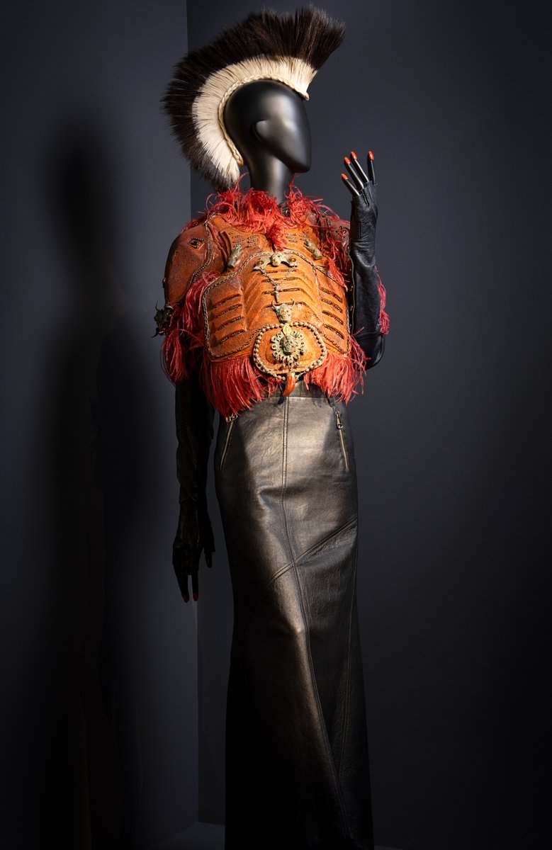 SCADFASH's tweet image. See Jean Paul Gaultier’s take on the post-apocalyptic world of Mad Max in this ensemble from his Autumn/Winter &apos;95 collection at #SCADFASH. Inspired by the futuristic fashion as seen on Tina Turner in “Mad Max: Beyond the Thunderdome,” Gaultier brought the rock ’n roll style.