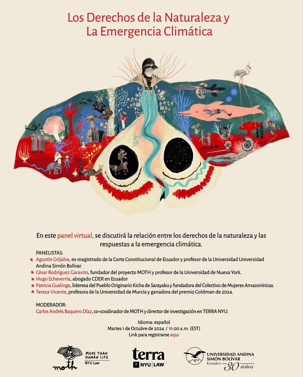 1 Oct, Webinar: #DerechosDeLaNaturaleza y la Emergencia Climática, en español. 11am Eastern. Panelistas: CDER's Hugo Echeverría, nuestro abogado en Ecuador; Agustín Grijalva, ex magistrado de la Corte Constitucional del Ecuador; y mas! 
Registrarse: lnkd.in/giCQ3d2c
