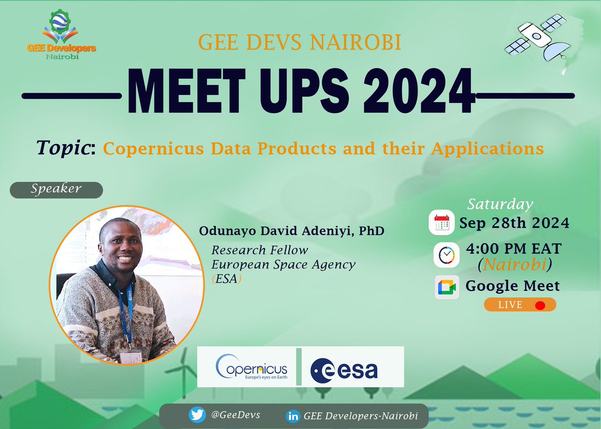 Nicholas (@nicmsn2) on Twitter photo It is another exciting time with <a href="/esa/">European Space Agency</a> team on board. We'll explore <a href="/CopernicusECMWF/">Copernicus ECMWF</a> in detail. Event link meet.google.com/dut-oryt-zkp
#EarthEngine <a href="/googledevgroups/">Google Developer Groups</a> <a href="/googleearth/">Google Earth</a> It is another exciting time with <a href="/esa/">European Space Agency</a> team on board. We'll explore <a href="/CopernicusECMWF/">Copernicus ECMWF</a> in detail. Event link meet.google.com/dut-oryt-zkp
#EarthEngine <a href="/googledevgroups/">Google Developer Groups</a> <a href="/googleearth/">Google Earth</a>