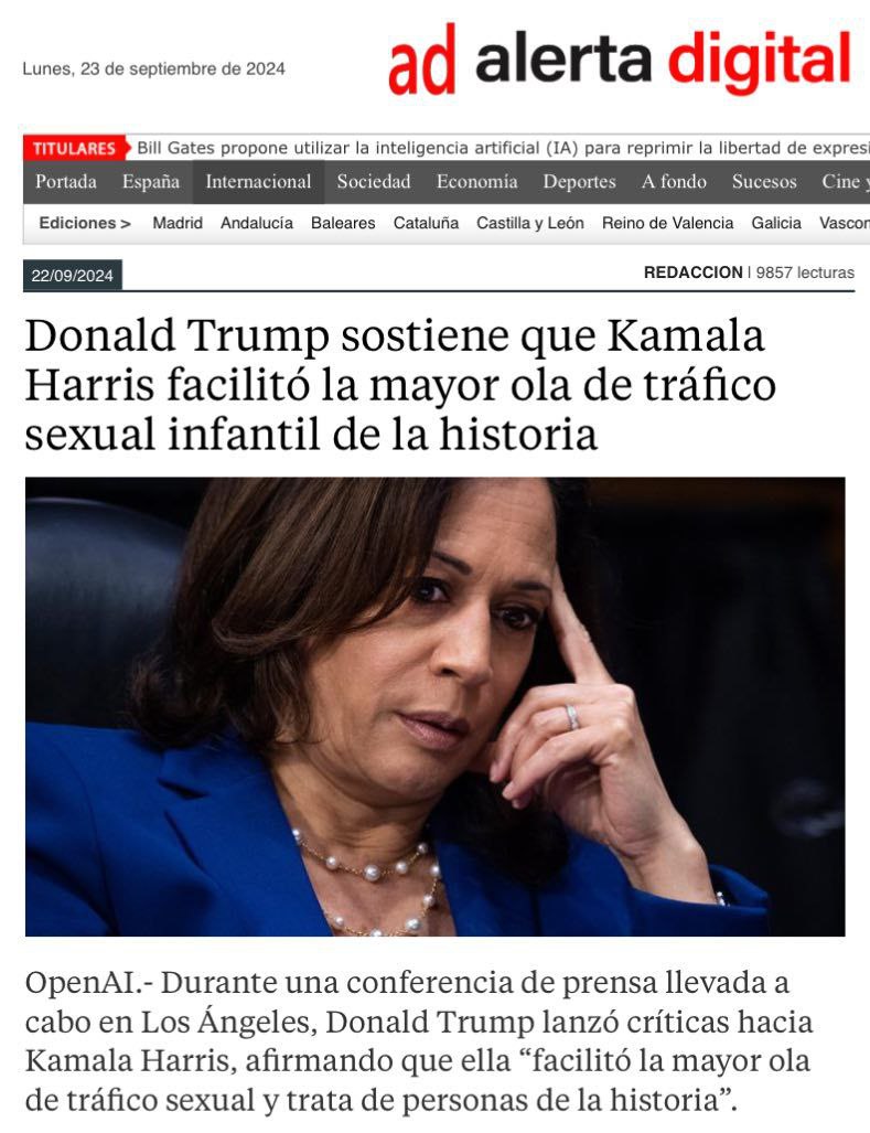 destapandolose1's tweet image. Donald Trump sostiene que Kamala Harris facilitó la mayor ola de tráfico sexual infantil de la historia.

Kamala Harris era socia del traficante de niños  Puff Diddy antes de llegar a la Casa Blanca.🎯