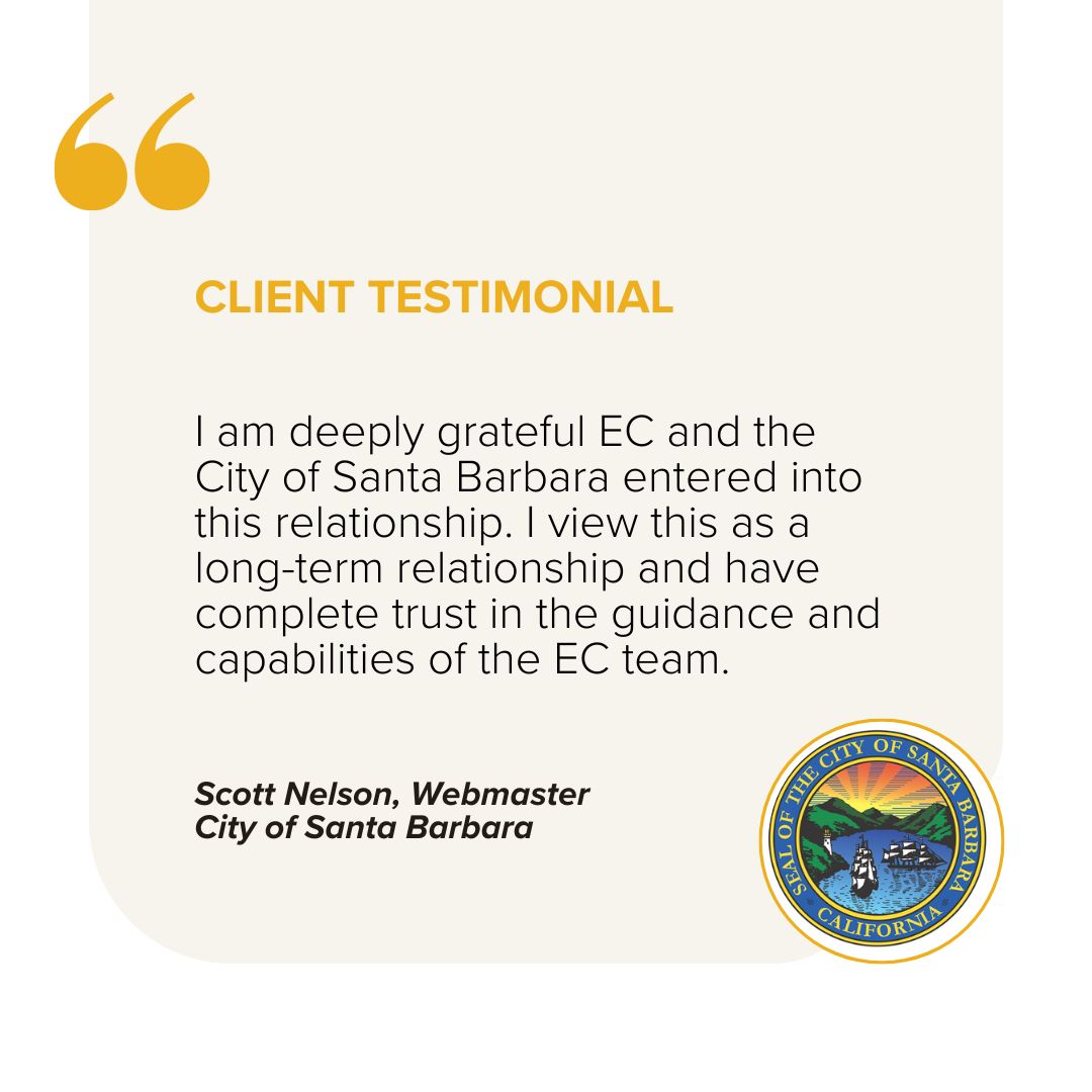 ElectricCitizen's tweet image. We are delighted to share some kind words from our project with the City of Santa Barbara! 🏞️

We’re proud of the values we bring to every project and honored to have been selected to work on this important initiative.

#WebDevelopment #GovernmentTech @SBCity